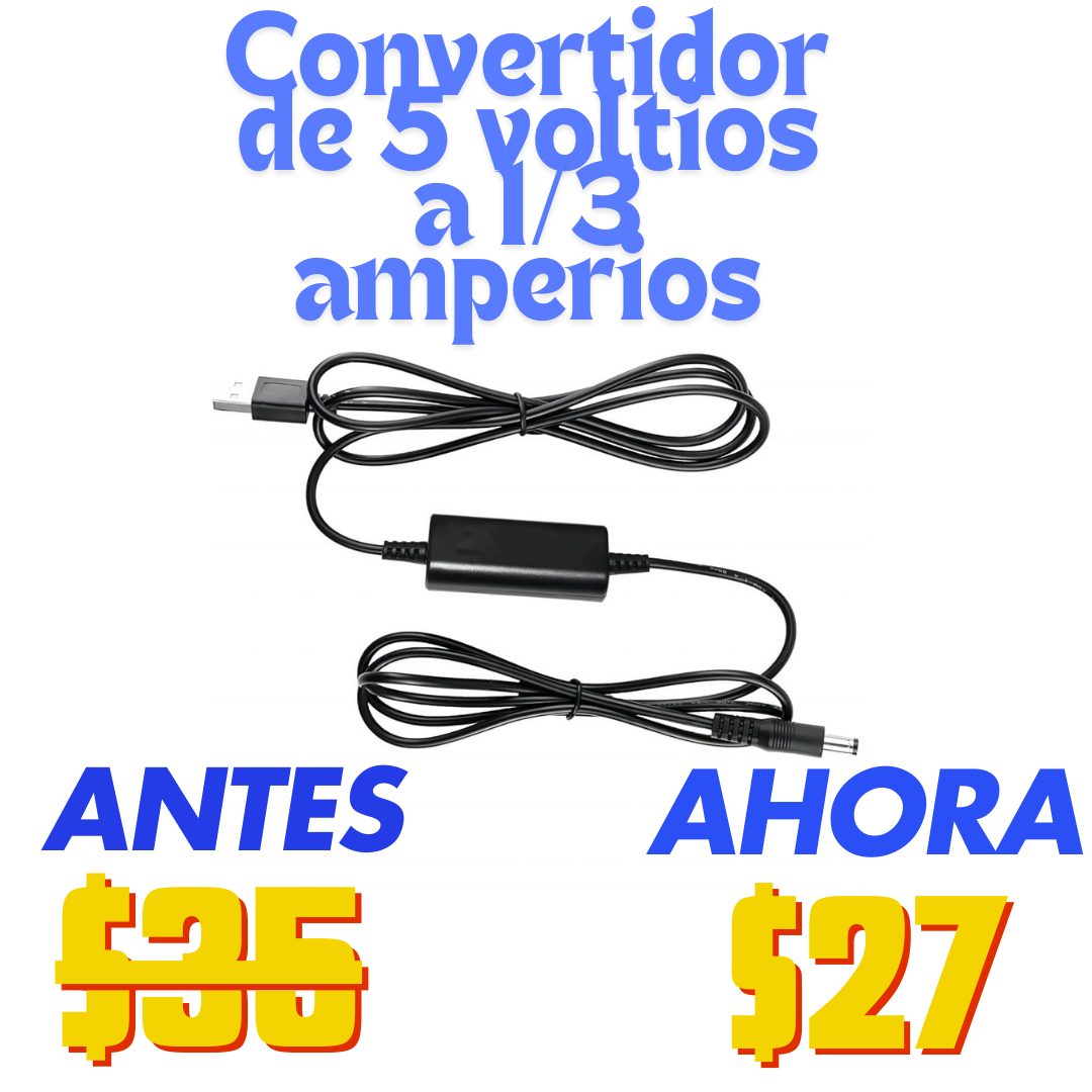 Cable convertidor de 5 a 12 voltios hasta 2.4 amp